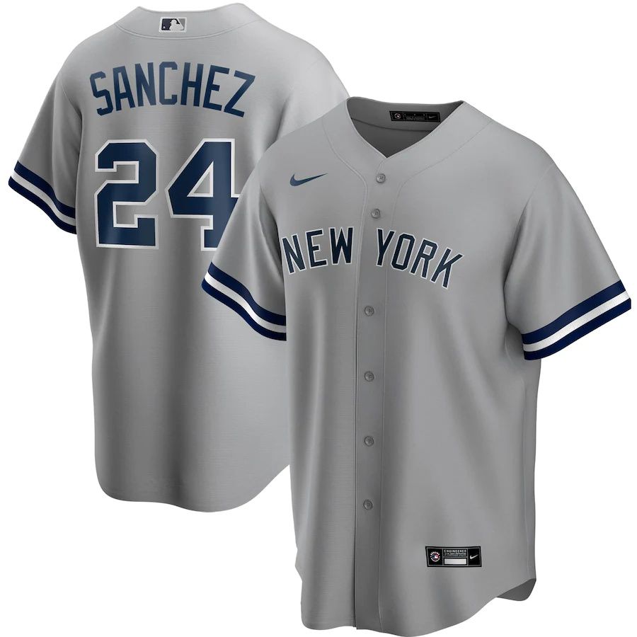 Mens New York Yankees #24 Gary Sanchez Nike Gray Road Replica Player Name MLB Jerseys->new york yankees->MLB Jersey